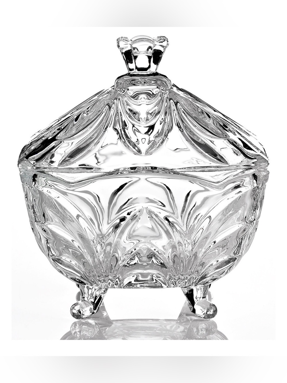 Godinger (NWT) Serenade Crystal Covered Candy Dish. Size: 5 1/2” Tall, 6 “ Wide - Picture 2 of 4